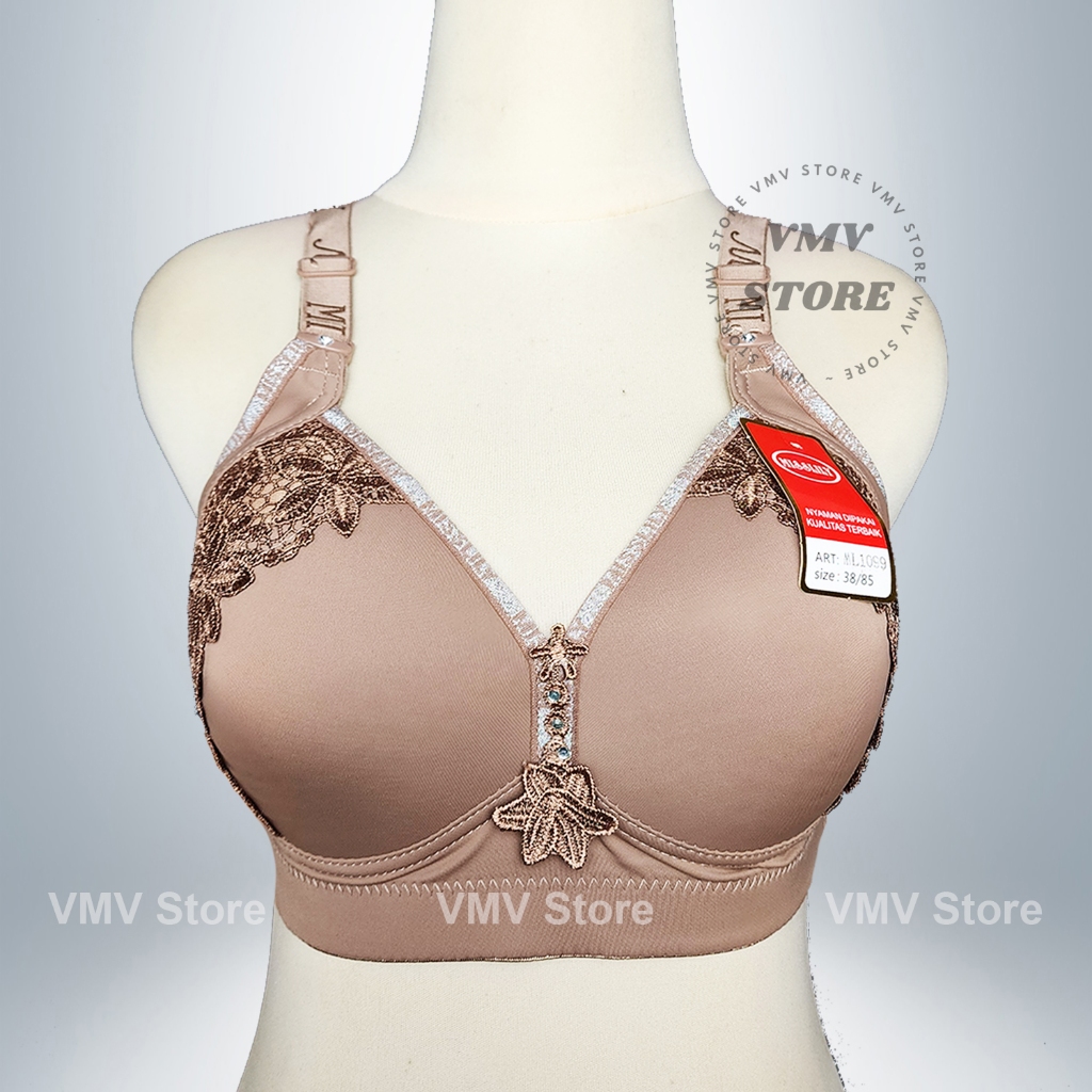 Bra Jumbo Cup C Misslily ML 1099 Tanpa Kawat Kait 3 Motif Lace Brukat Bh Wanita Cup Besar Sexy Asli