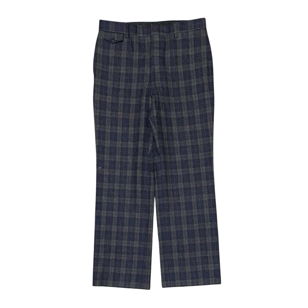 Vintage Tartan Plaid Wool Blend Pants Trouser Baggy Fit Highwaist