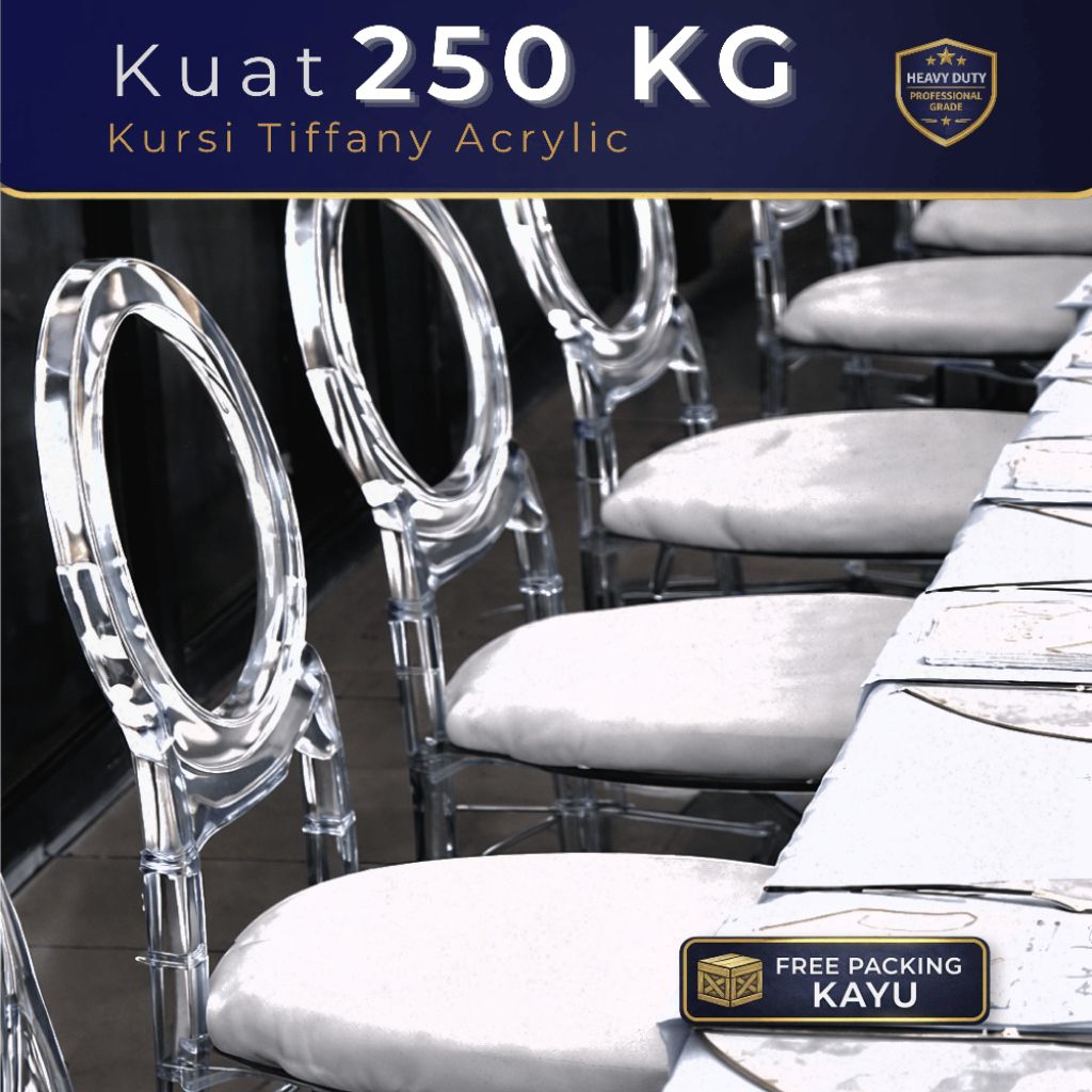 Kursi Tiffany Akrilik Bening Clear Acrylic Premium Kursi Wedding Akad Lamaran Dekorasi Event