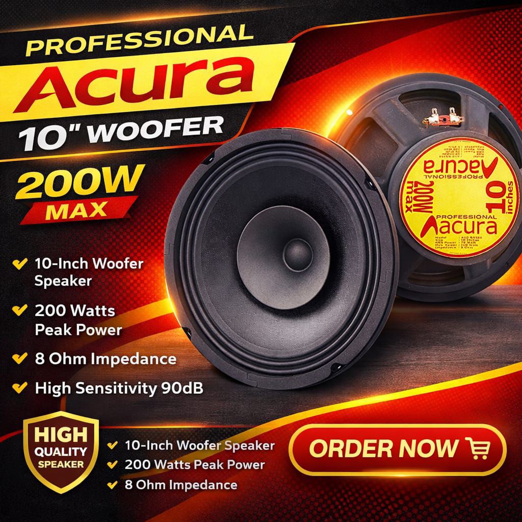 Acura Speaker 10 Inch 200 Watt Dual Cone Spiker Akura 10" DC Max Power 200 Watt Spiker corong