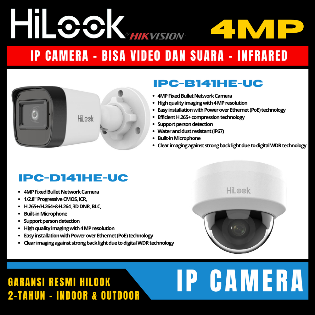 hilook ip camera cctv 4mp audio indoor outdoor kamera cctv