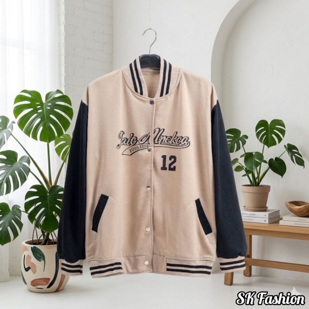 Jaket Varsity Baseball Oversize Wanita & Pria dari SK Fashion