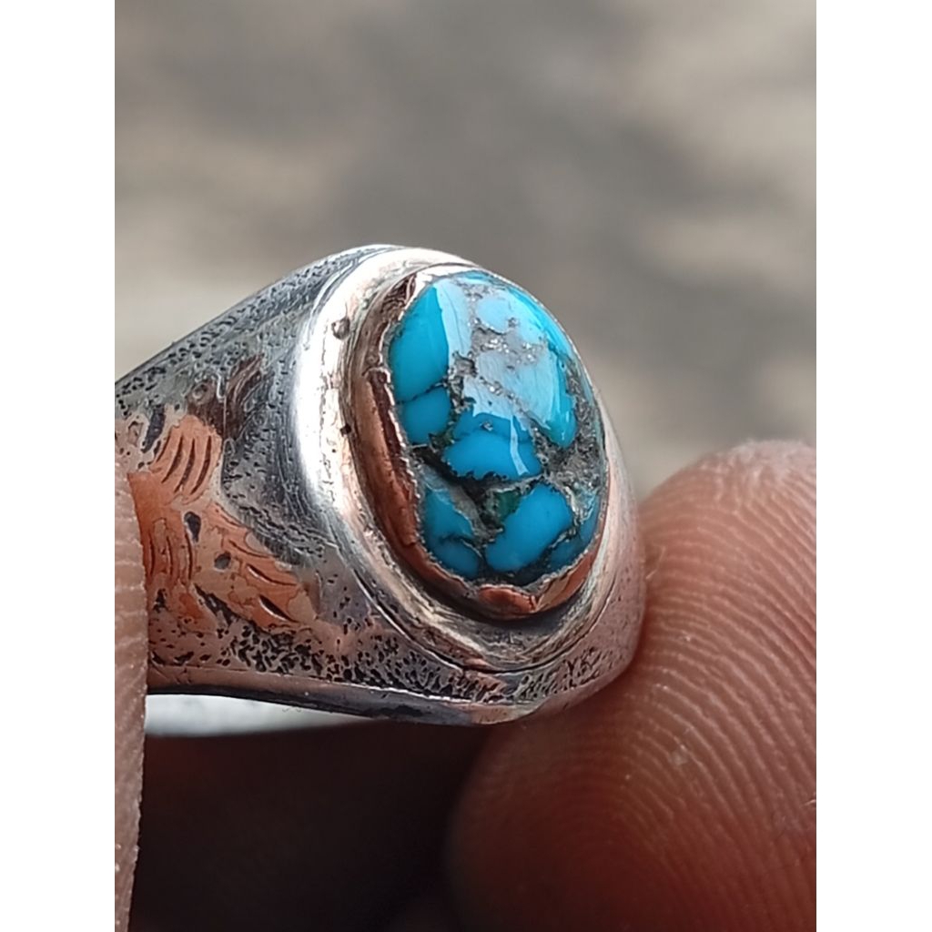 batu pirus persia lawas ring perak