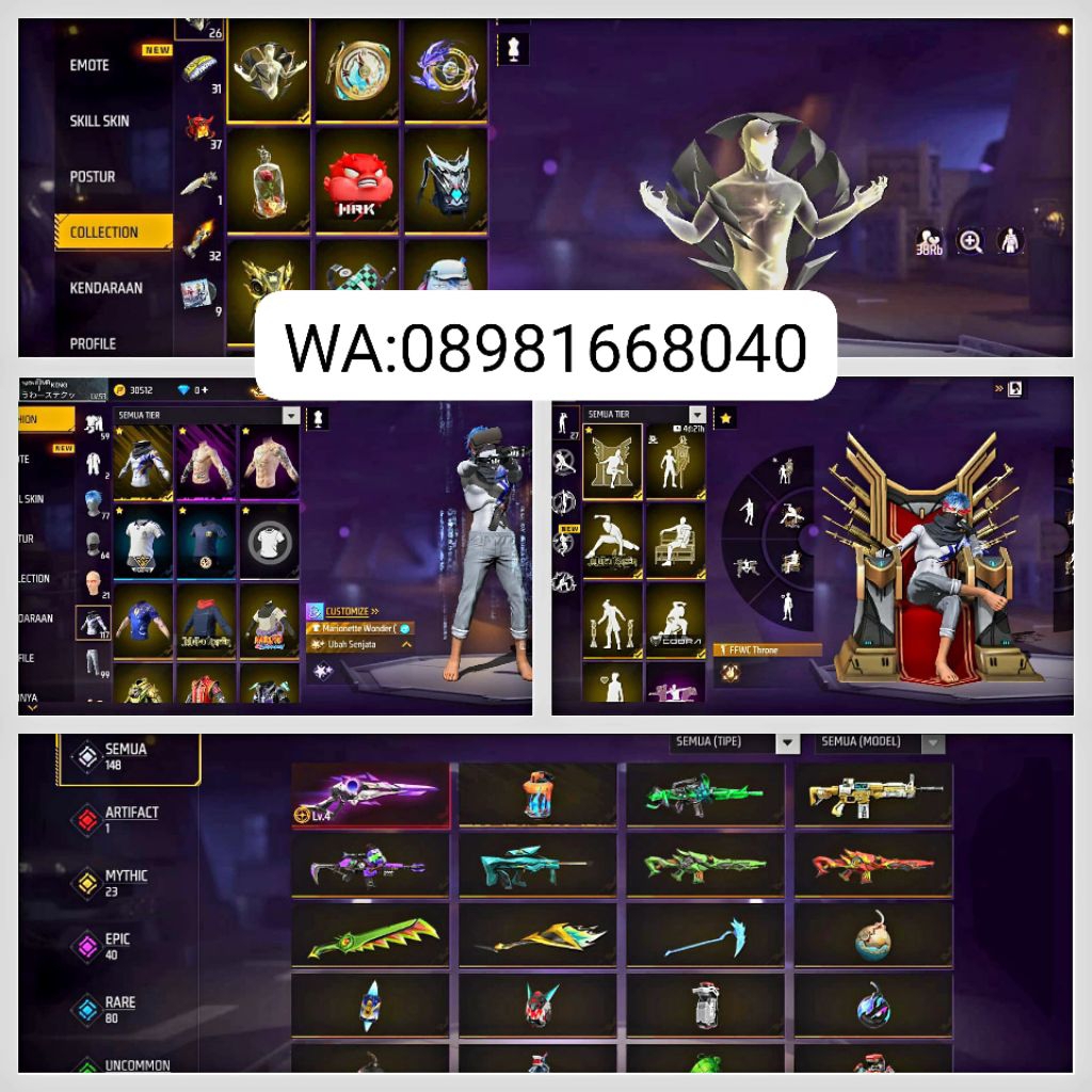 Fitur Lengkap, Akun Sultan Free Fire Terbaru