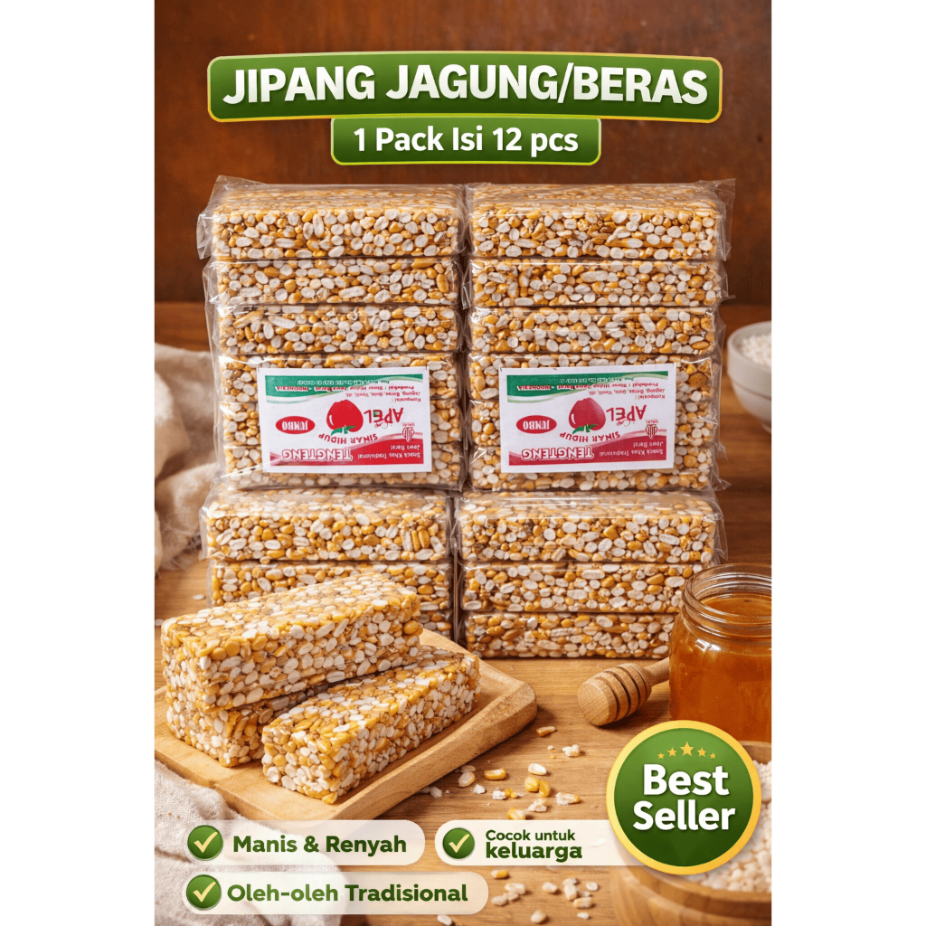 Nayzura.id Jipang Beras atau Jipang Jagung Cemilan Gipang Beras Berondong  1 pack isi 12 pcs Cocok U