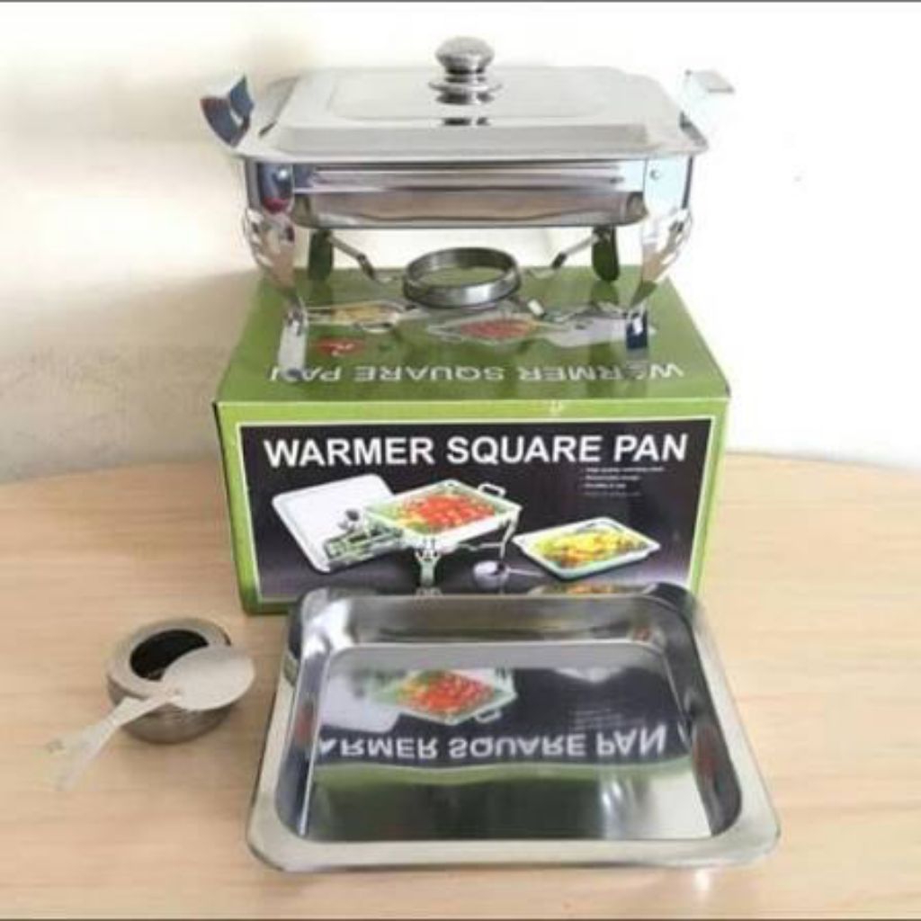 Warmer Square Pan Pemanas Wadah Prasmanan Stainless