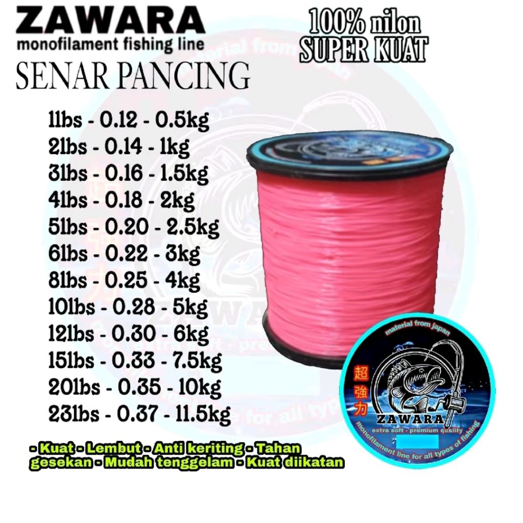 Zawara senar pancing merah muda ping anti keriting