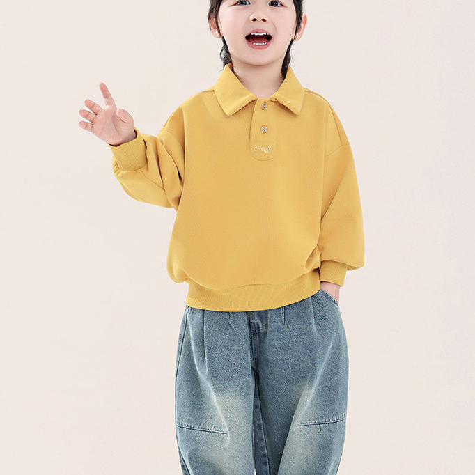 Sayap Mungil Hoodie anak-anak, kemeja polo lengan panjang, gaya Jepang dan Korea.