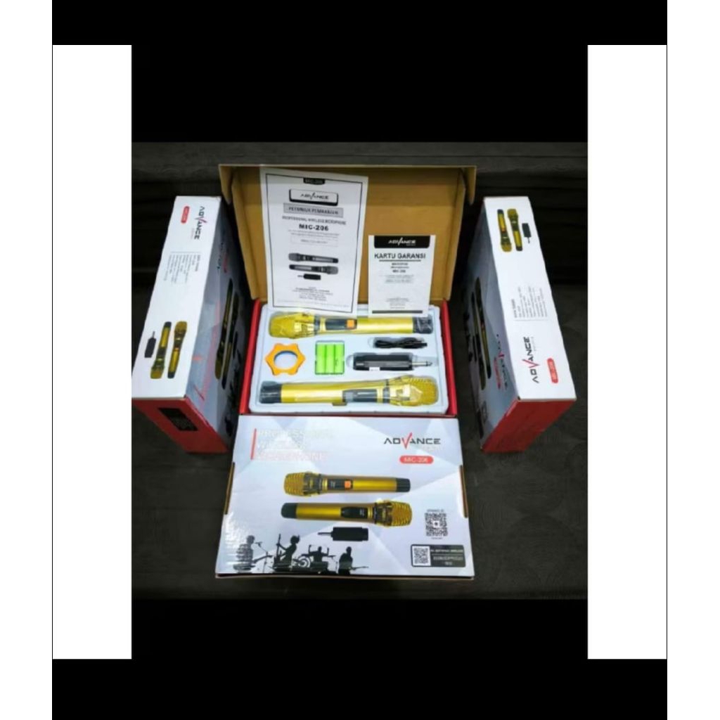 MICROPHONE ADVANCE 206 DOUBLE WIRELESS MIKROFON TANPA KABEL ISI 2 MIC