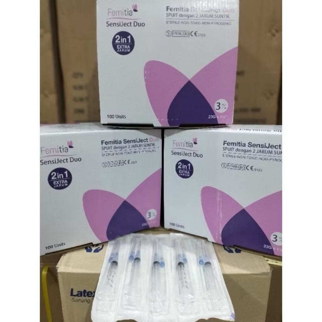 100pcs Femitia Sensiject Duo 3cc - 2in1 Praktis, Hemat, dan Efisien