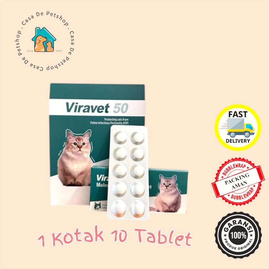 Viravet 50 - Obat FIP Kucing Fip Tablet (Fip Basah - Fip Kering - Fip Neuro) - 1 Kotak 10 Tablet