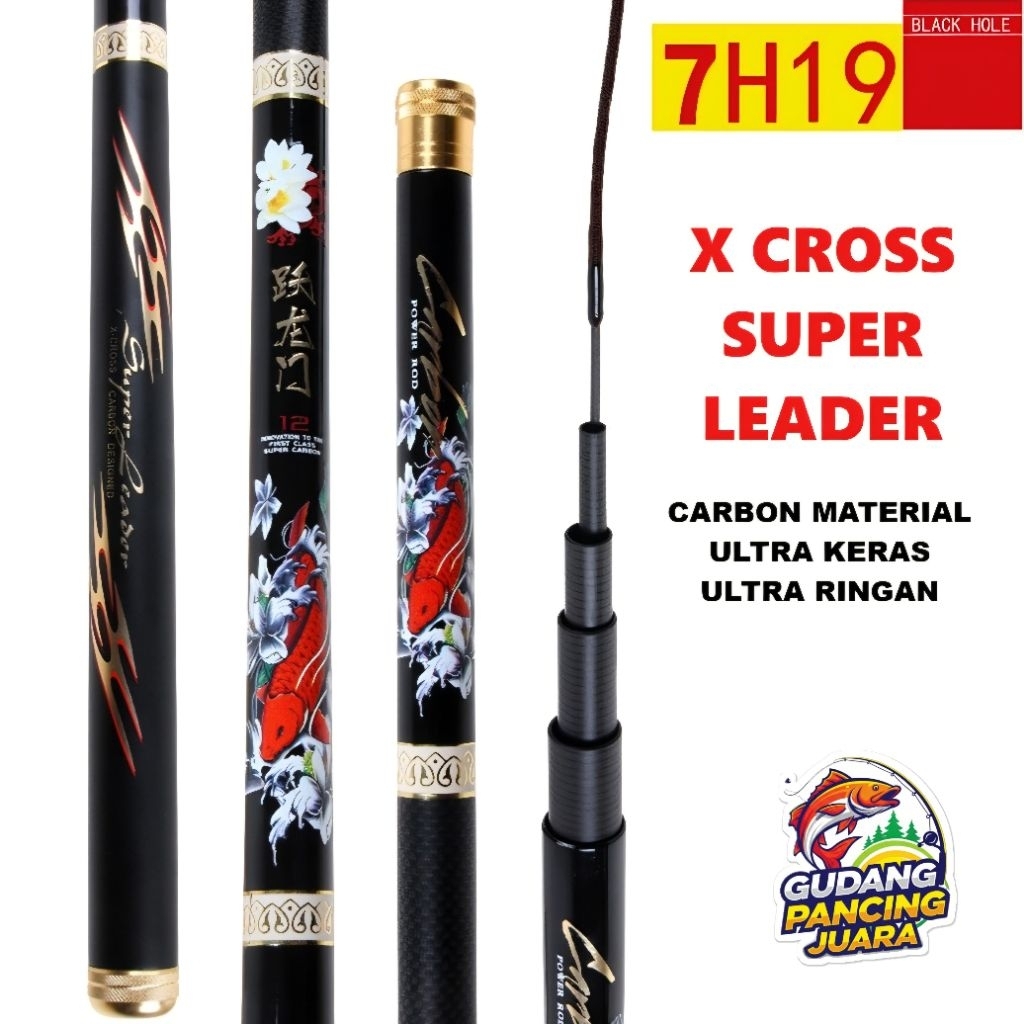 Joran Tegek XCROSS SUPER LEADER kaku Red Koi 7h carbon free packing pipa pcv