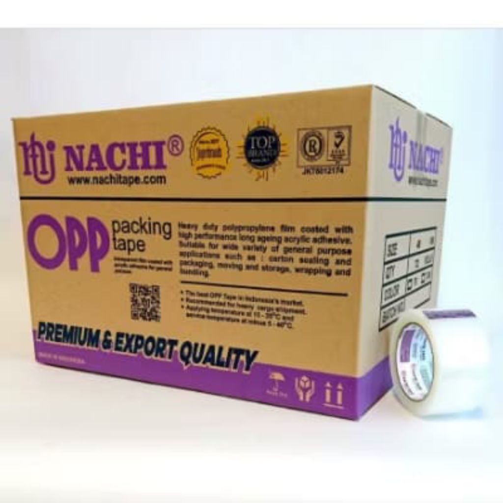 (1DOS) Lakban OPP NACHI Bening 48mm / 2 inch x 100 yard isi 12Slop/76Biji