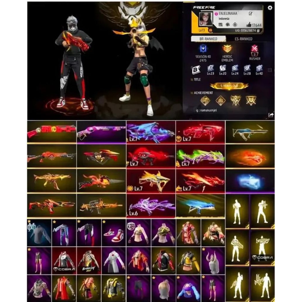 Dijual akun free fire mumer