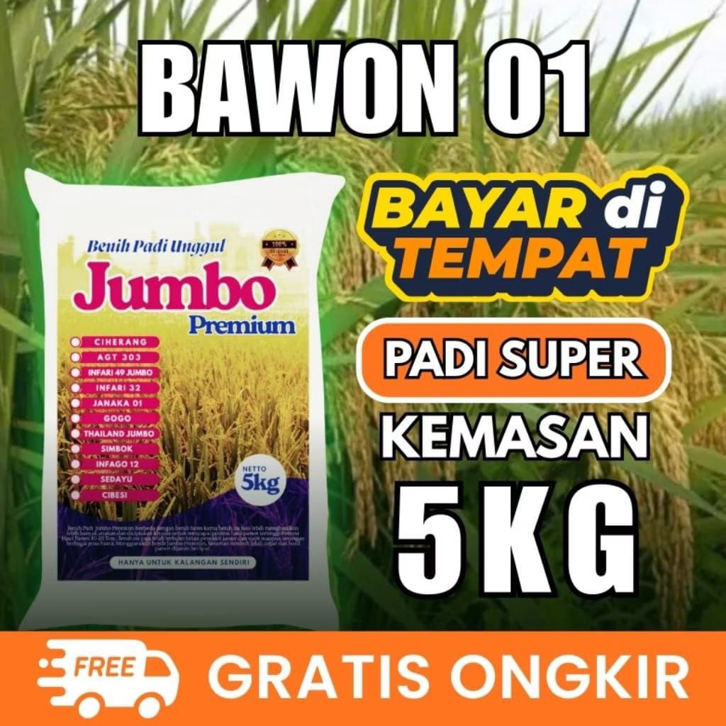 bibit padi benih padi unggul BAWON 01 ORIGINAL 5kg_hasil melimpah_tahan hama&penyakit