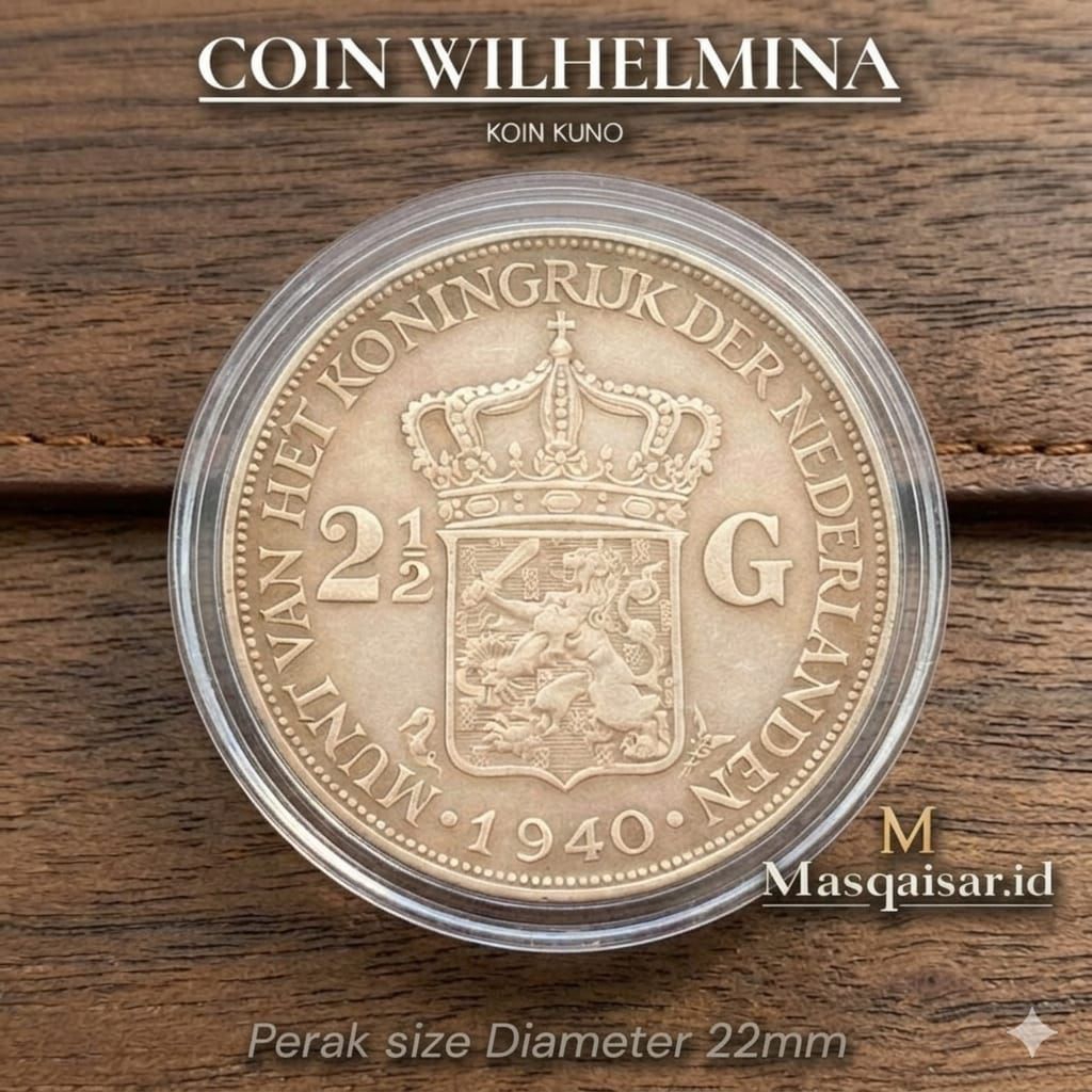 BEST QUALITY Koleksi Koin Wilhelmina Nederland 1943 Silver Kadar Perak 0,5% 2 1/2 G Best Quality Pre