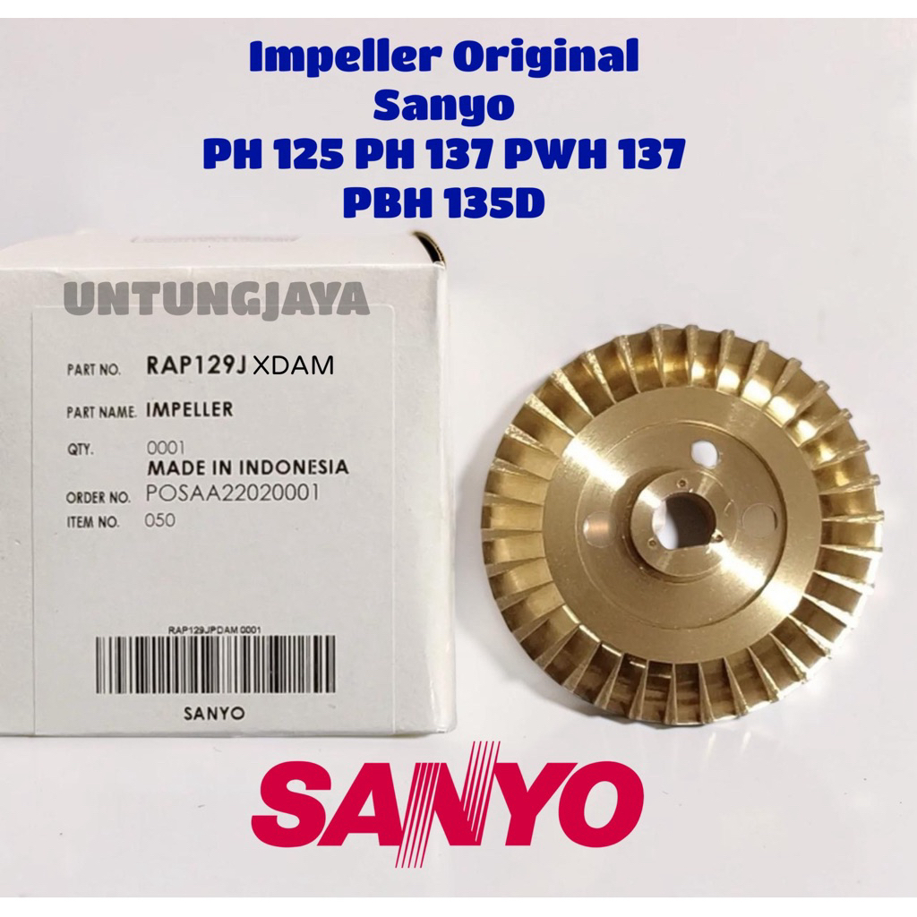 IMPELLER POMPA SANYO ORIGINAL COCOK UNTUK PH 137 PWH 137 PH 125 PBH 135 D // IMPELLER SANYO ORIGINAL