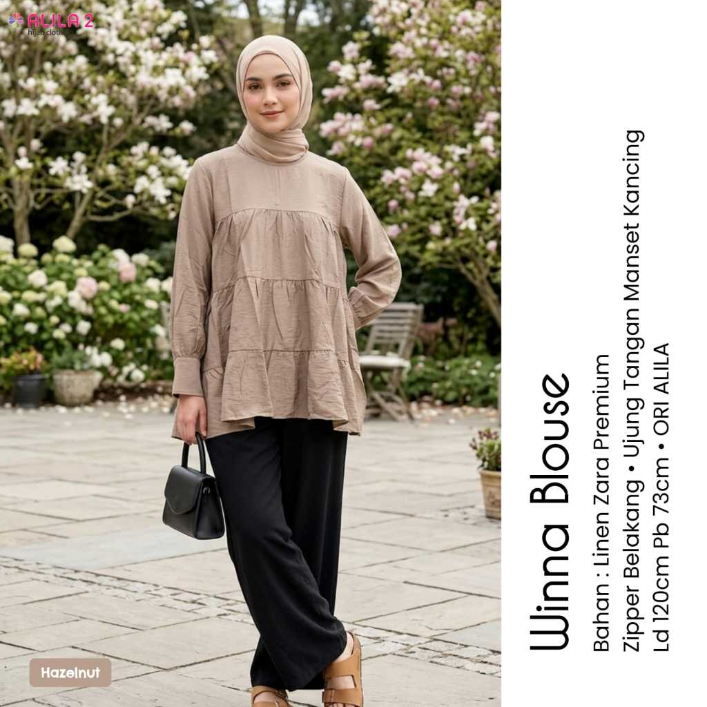 Wina top blouse linen jumbo baju blus atasan wanita