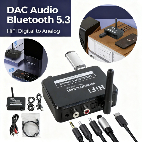 TaffSTUDIO DAC Audio Bluetooth Konek Hp TV Komputer 5 3 Receiver HiFi Digital to Analog BLS B35