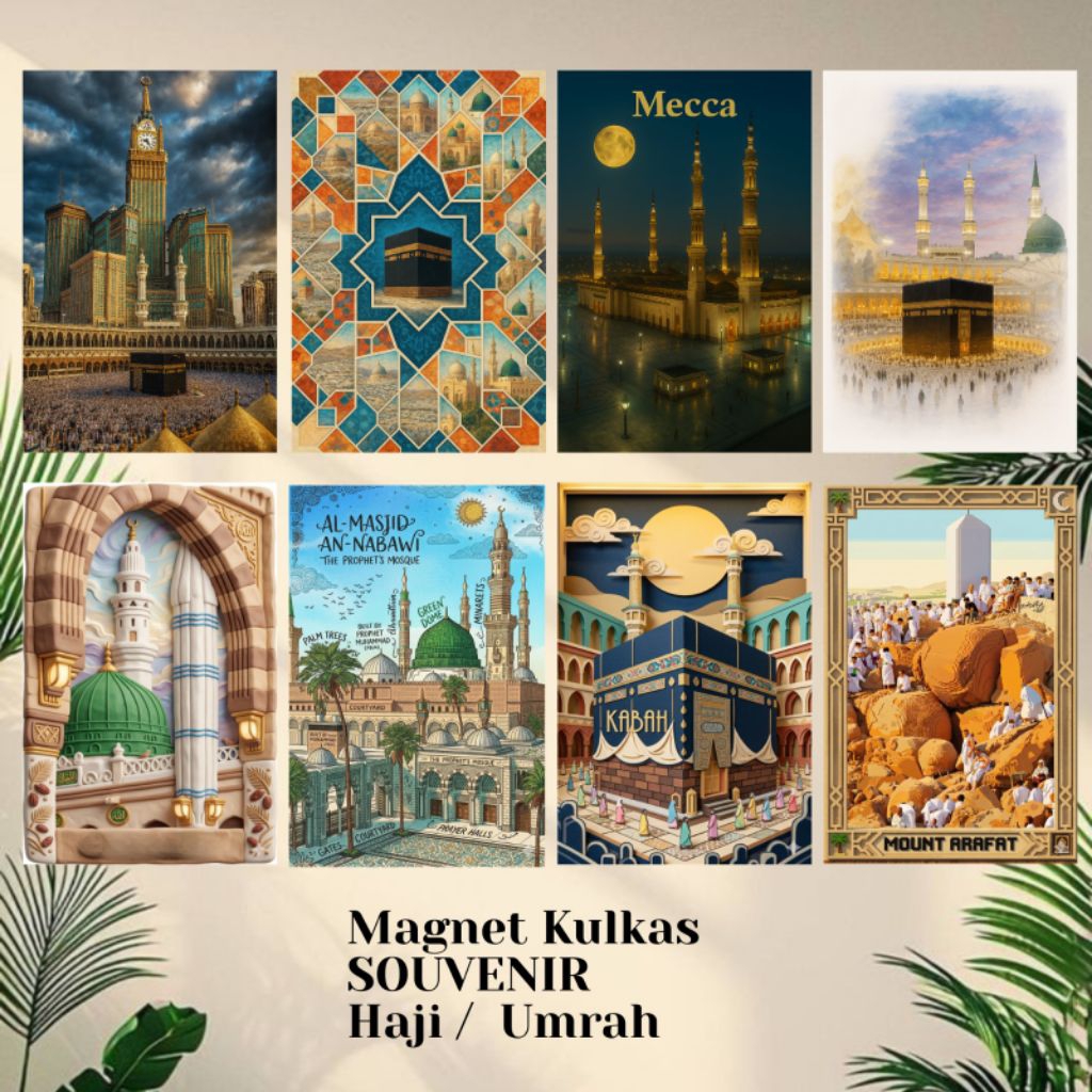 Magnet kulkas suvenir haji dan umroh edisi unik.