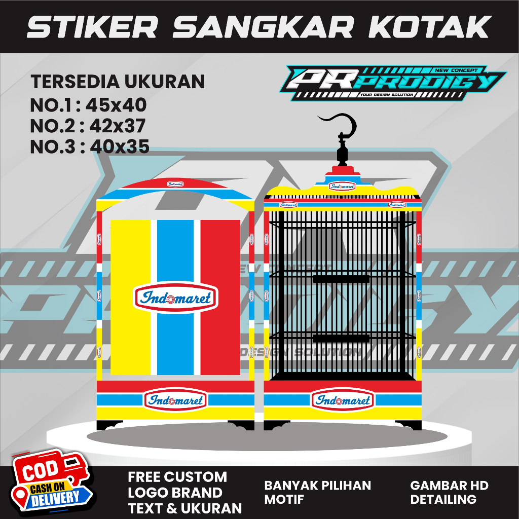 Stiker Decal INDOMARET / Sangkar Burung Koper /Single Fighter Kotak / Sangkar Burung KIPAS