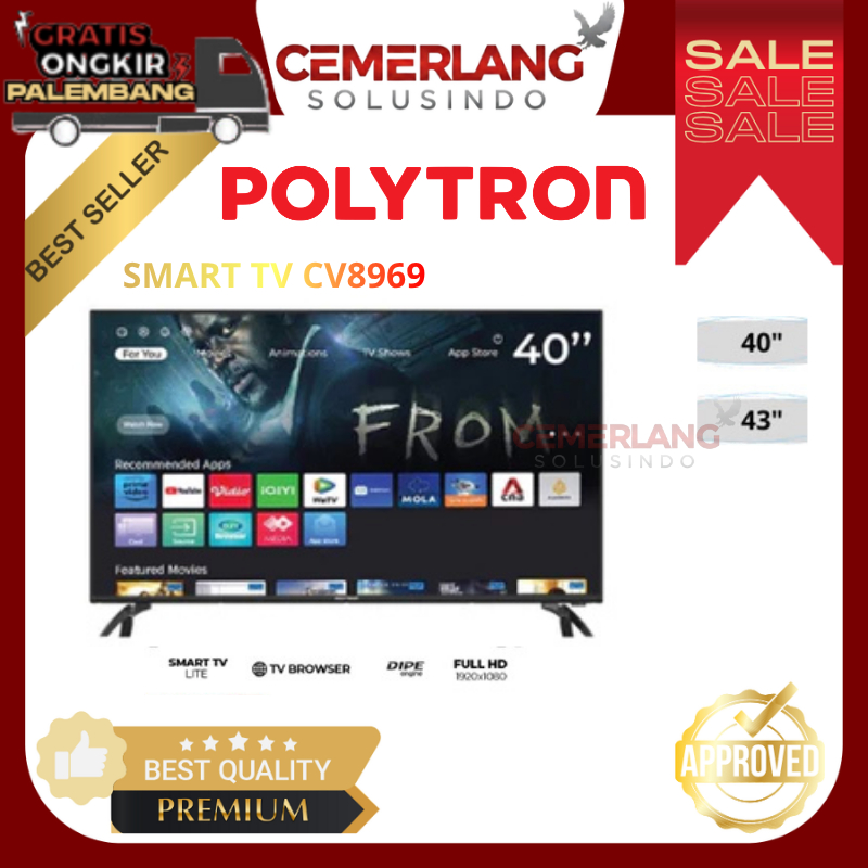 TV LED POLYTRON SMART 40CV8969 (40 INCH) / 43CV8869 (43 INCH) SMART TV - GARANSI RESMI
