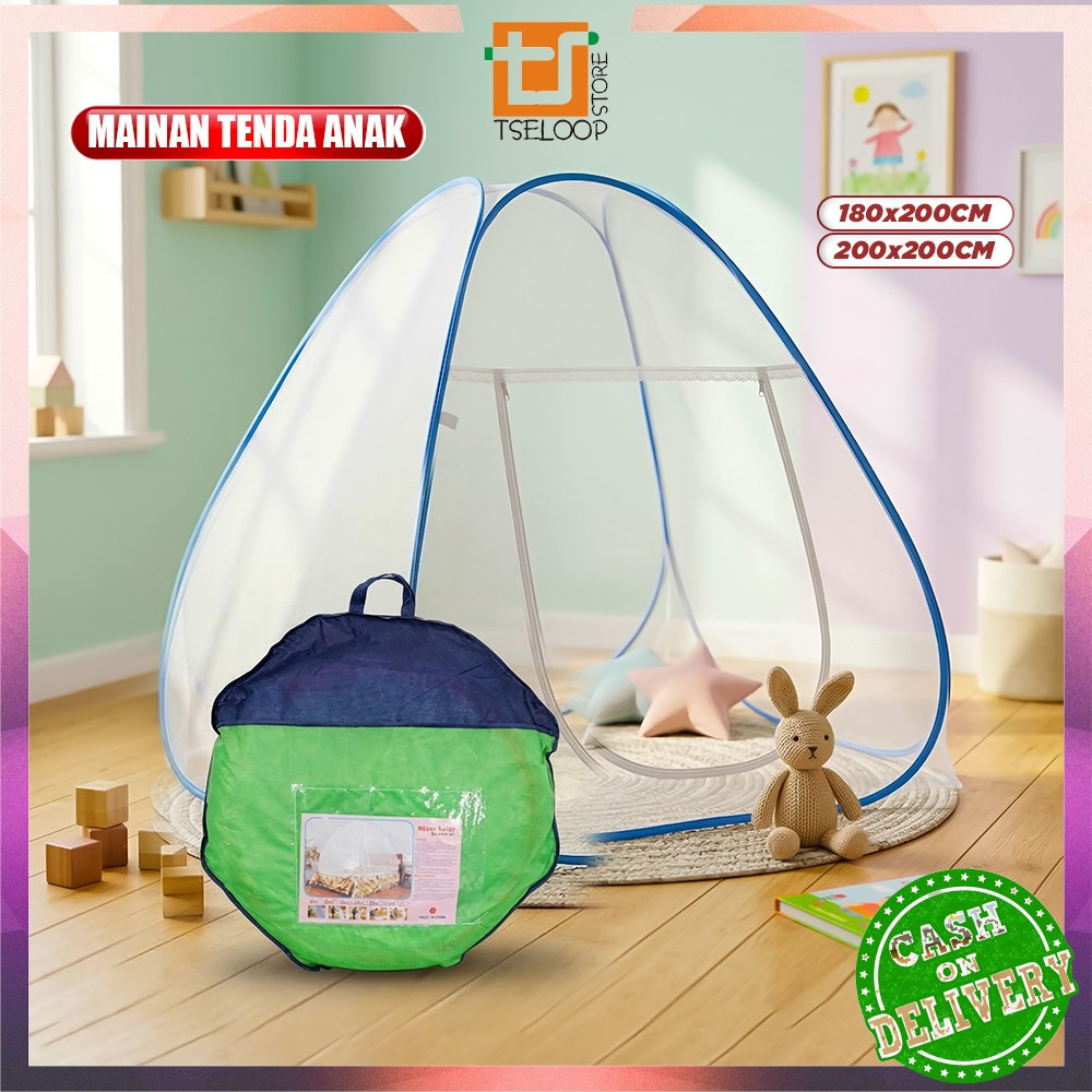 OFM-M345 Mainan Tenda Anti Nyamuk Kelambu Tidur Lipat Bayi UK 180x200 / Kelambu Lipat Anti Nyamuk An