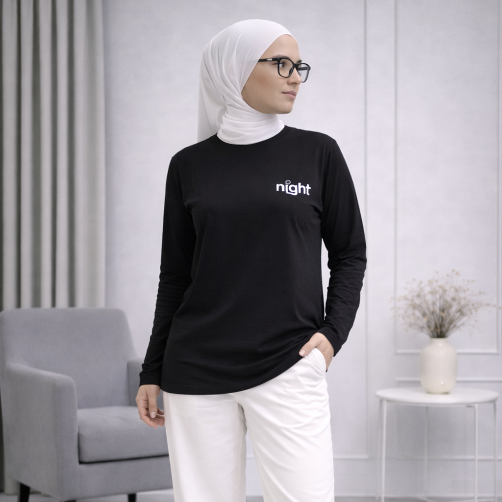 SEKIDO | Night Kaos | Kaos Perempuan Lengan Panjang Bahan Cotton Combed Adem dan Nyaman
