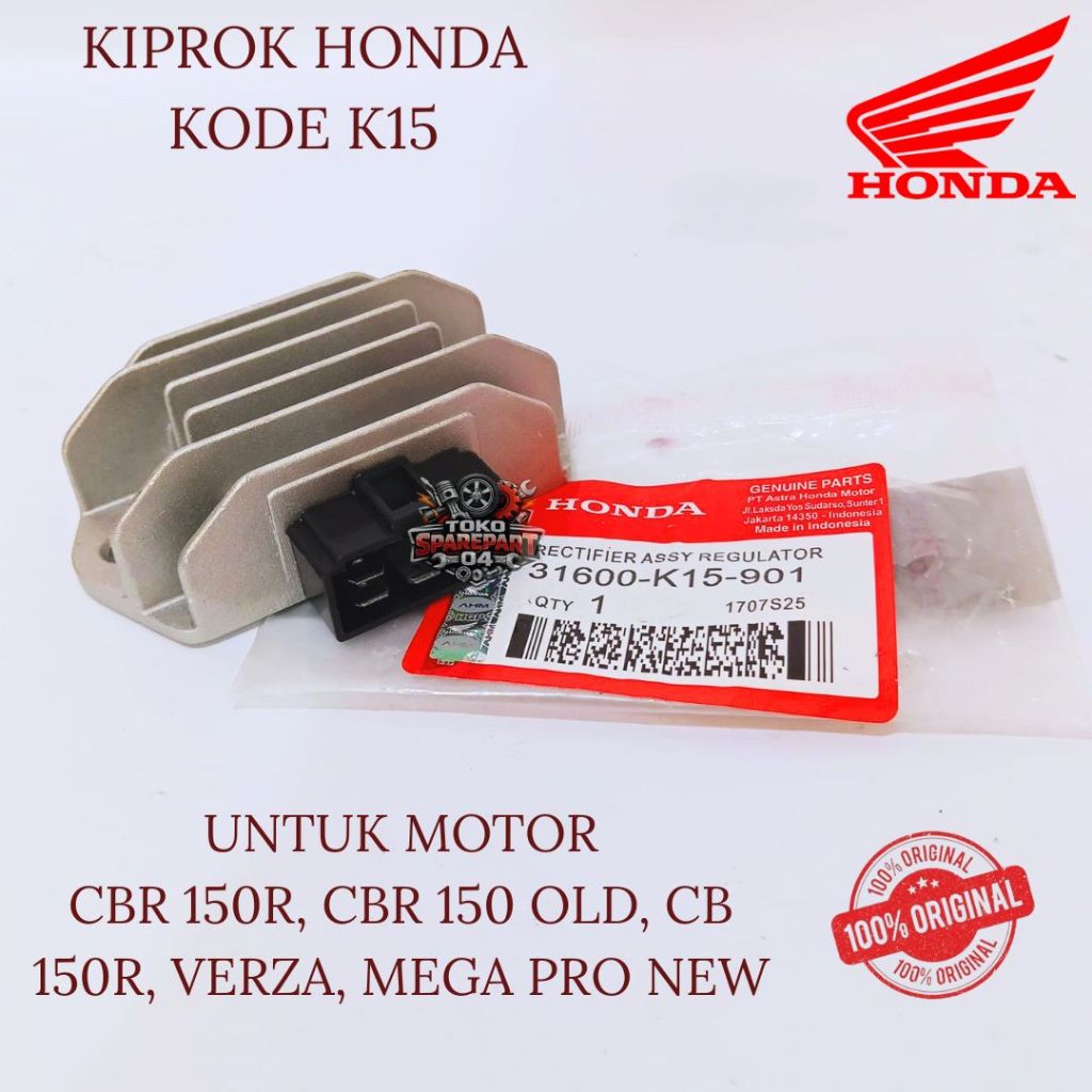 KIPROK ORIGINAL HONDA KODE K15 CBR 150R, CBR 150 OLD, CB 150R, VERZA, MEGA PRO NEW