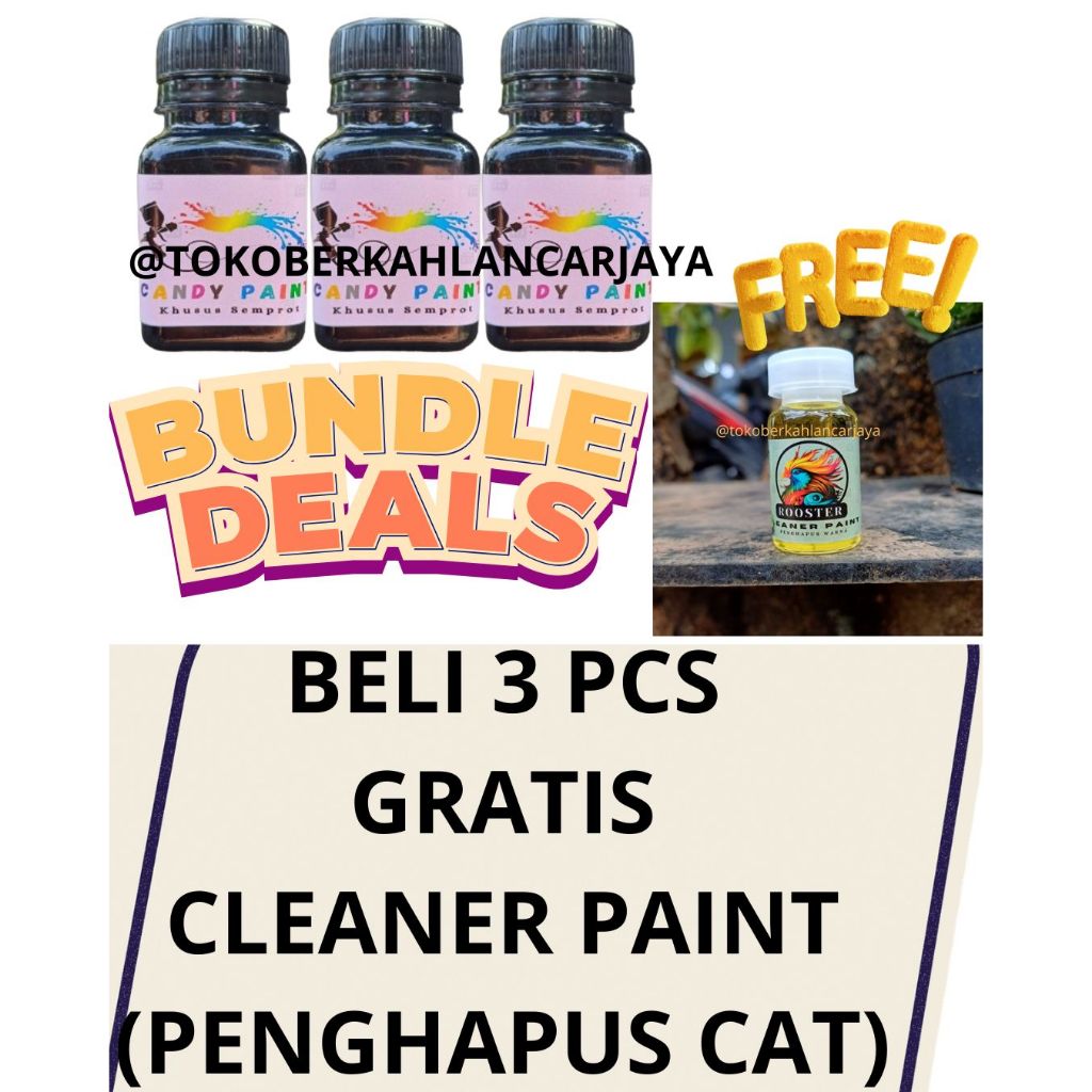 (SEMPROT) 50 ML 3 PCS GRATIS CLEANER PAINT CANDY PAINT CAT PEWARNA LOGAM BESI CHROME CANDY PAINT CAT