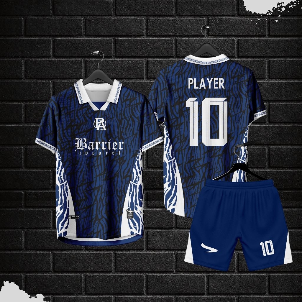 Jersey Custom Full Print Anti UV // Sepakbola // Futsal // Jersey biru putih