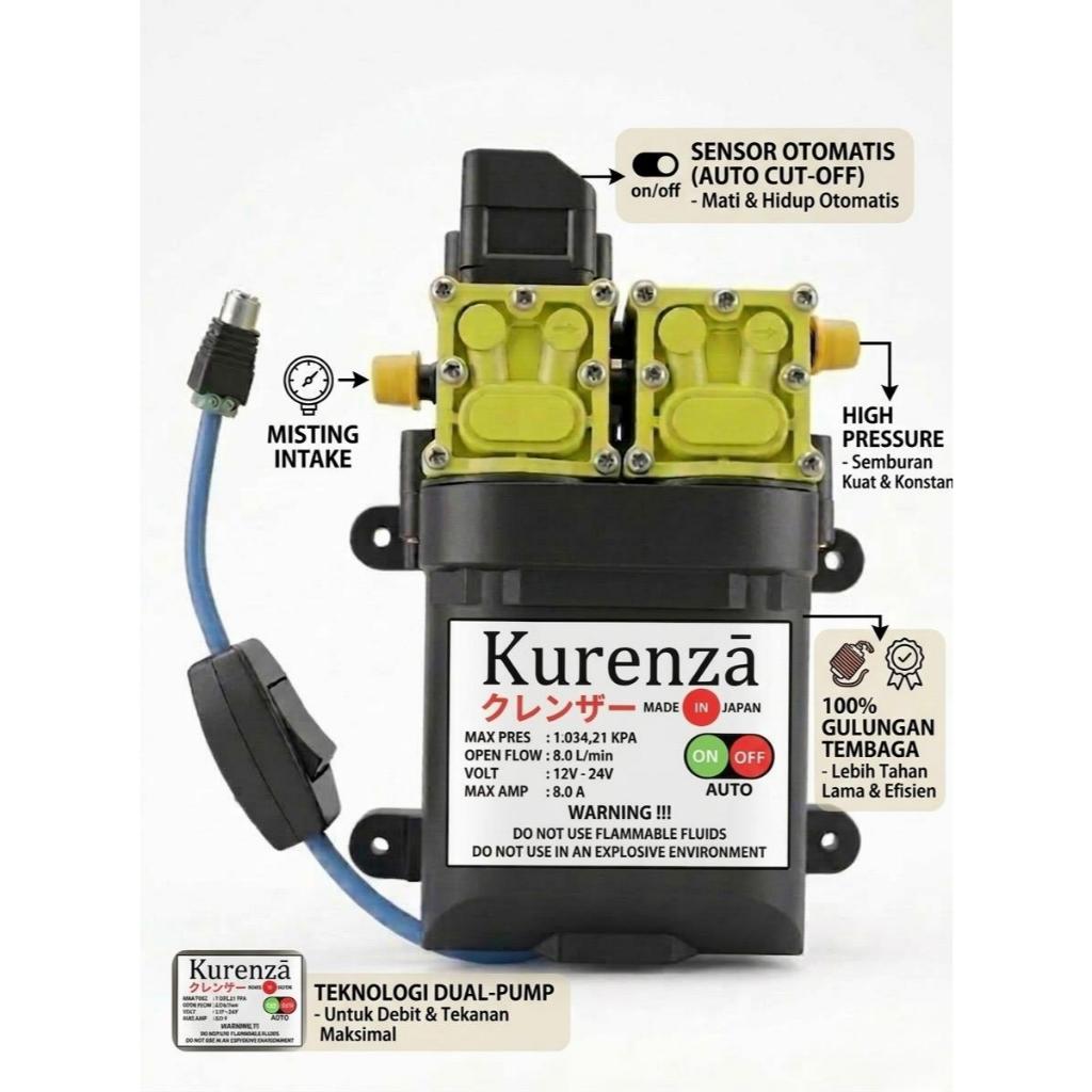 KURENZA Paket Mesin Tekanan Maksimal 1.034,21 KPA  Japan Quality  Water Pump DC Jet Cleaner Wash Ala