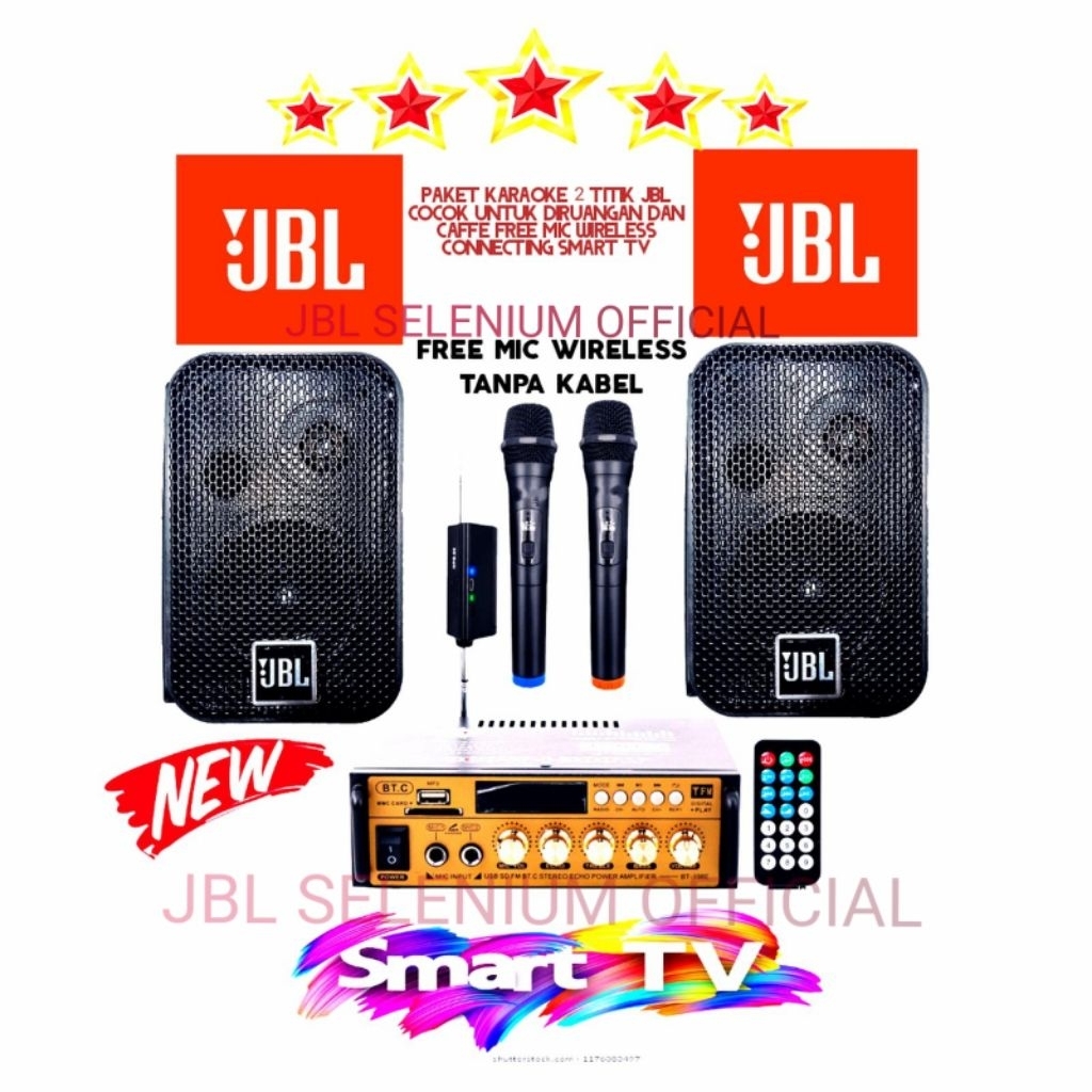 PAKET JBL 2 TITIK , COCOK UNTUK KARAOKE, CAFE, RUMAHAN, KANTOR DLL FREE KABEL 10 METER.