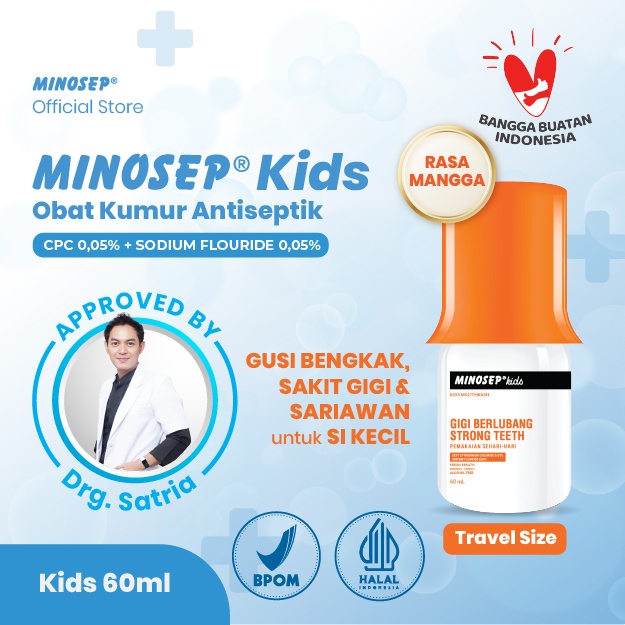 Minosep KIDS Obat Kumur Antiseptik Anak-Anak Sariawan Sakit Gigi lubang Gusi Bengkak Bau Mulut