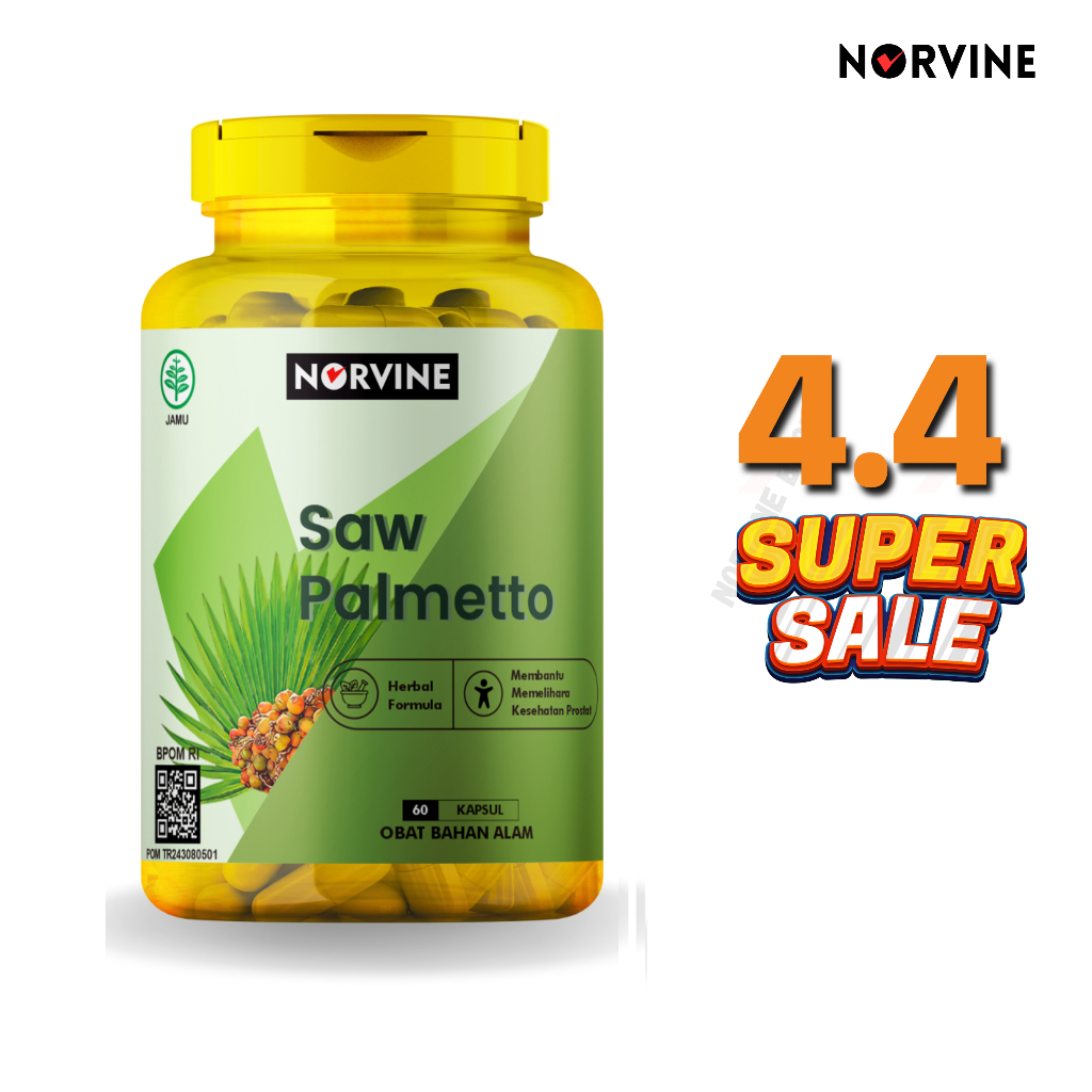 SAW PALMETTO NORVINE 60 KAPSUL HERBAL KESEHATAN PROSTAT DHT ORIGINAL HALAL BPOM PENDAMPING MINOXIDIL