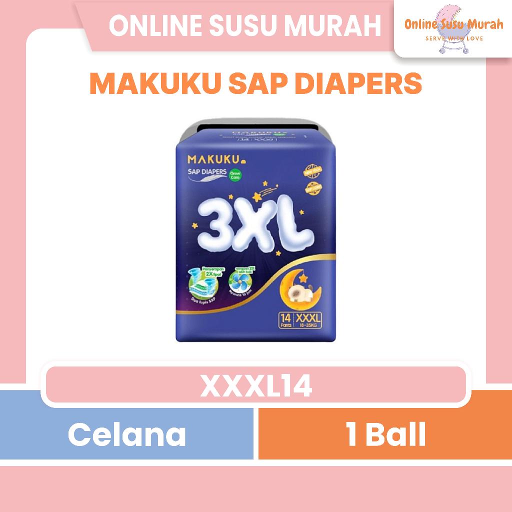 MAKUKU SAP DIAPERS GROW CARE PANTS 3XL POPOK CELANA XXXL14 XXXL 14 PPKS