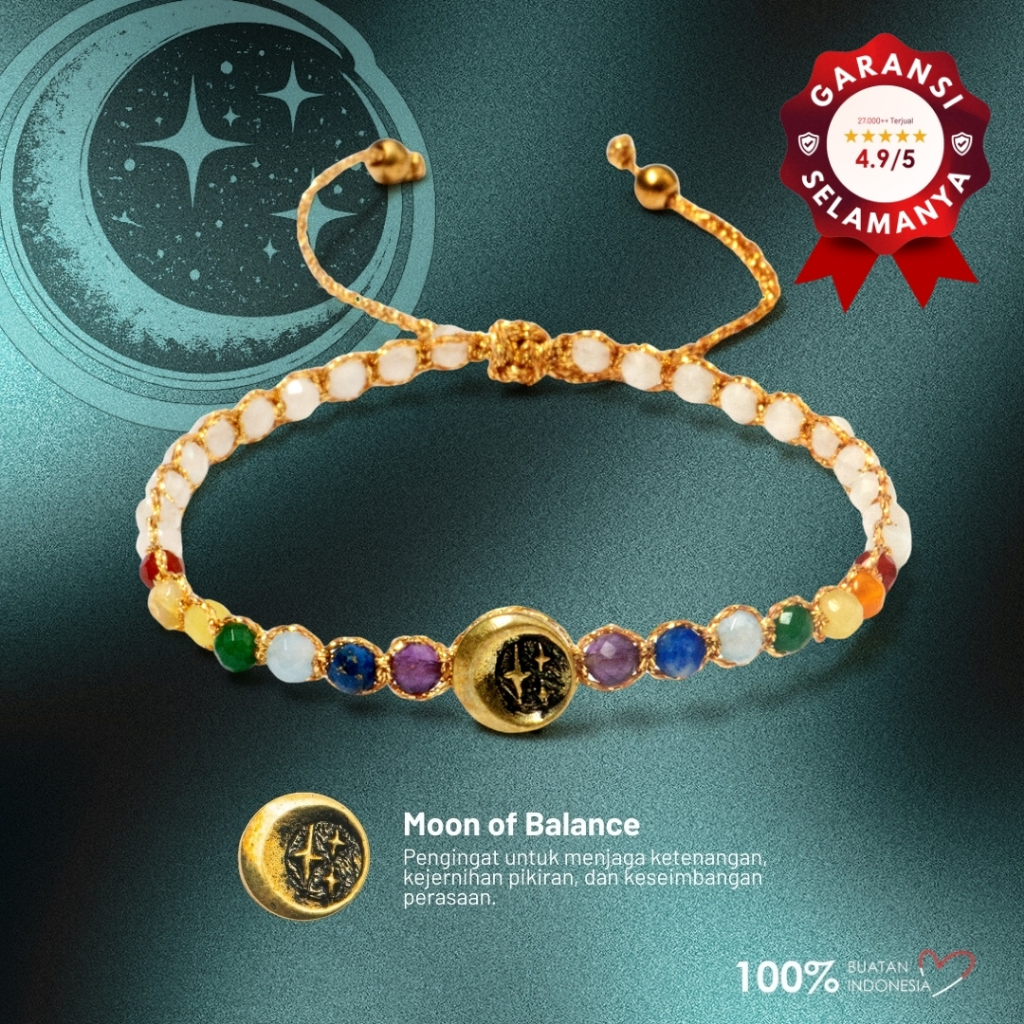 Maknavara - Moon of Balance - 7 Chakra - RDNB Jewelry - Gelang Wanita/Pria - Batu Alam Natural - Gel