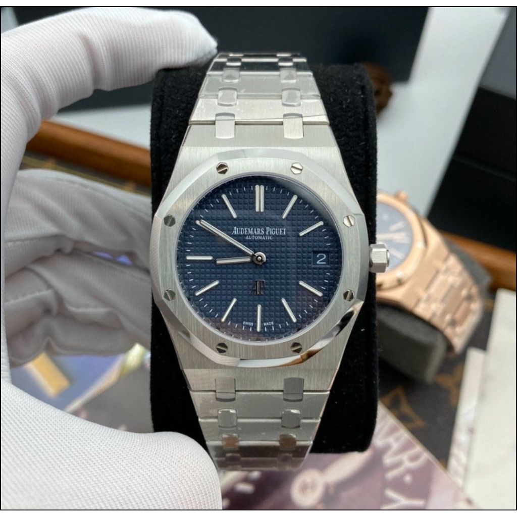 JAM TANGAN AP ROYAL OAK PLAT BLUE SWISS MATIC 41MM