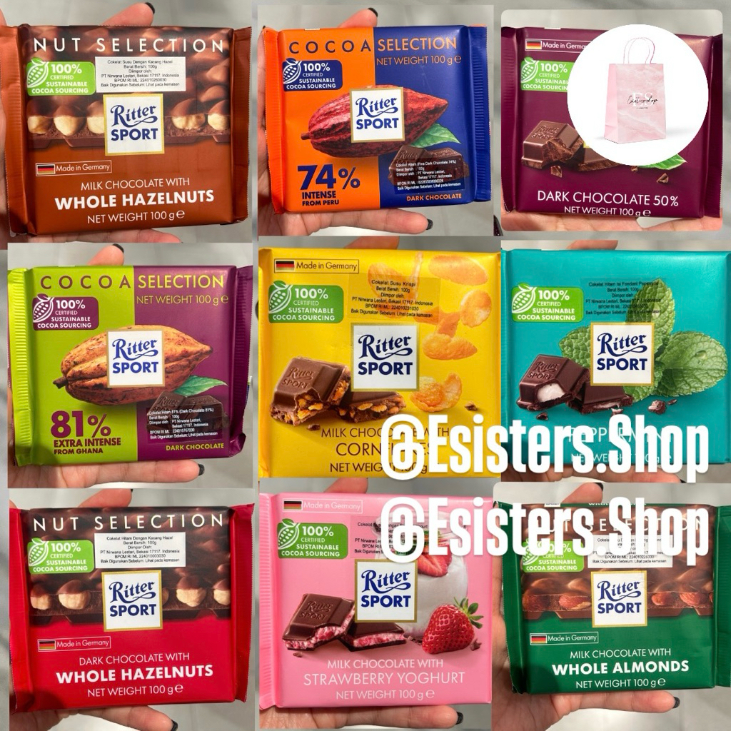 RITTER SPORT Chocolate Cocoa Nut Selection Cokelat Ritter Sport Coklat Import 100g