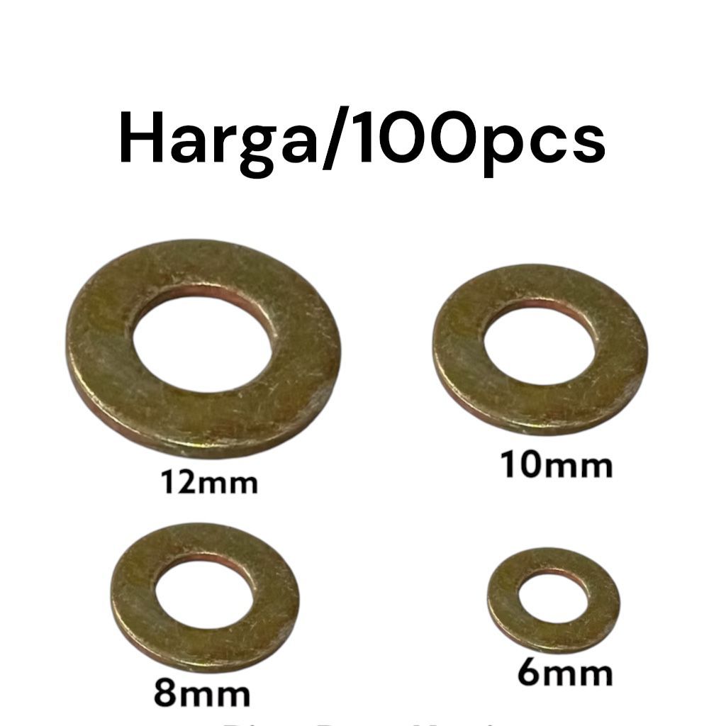 RING BAUT KUNING/RING PLAT 6mm baut 10/8mm baut 12/10mm baut 14/12mm baut 17/19
