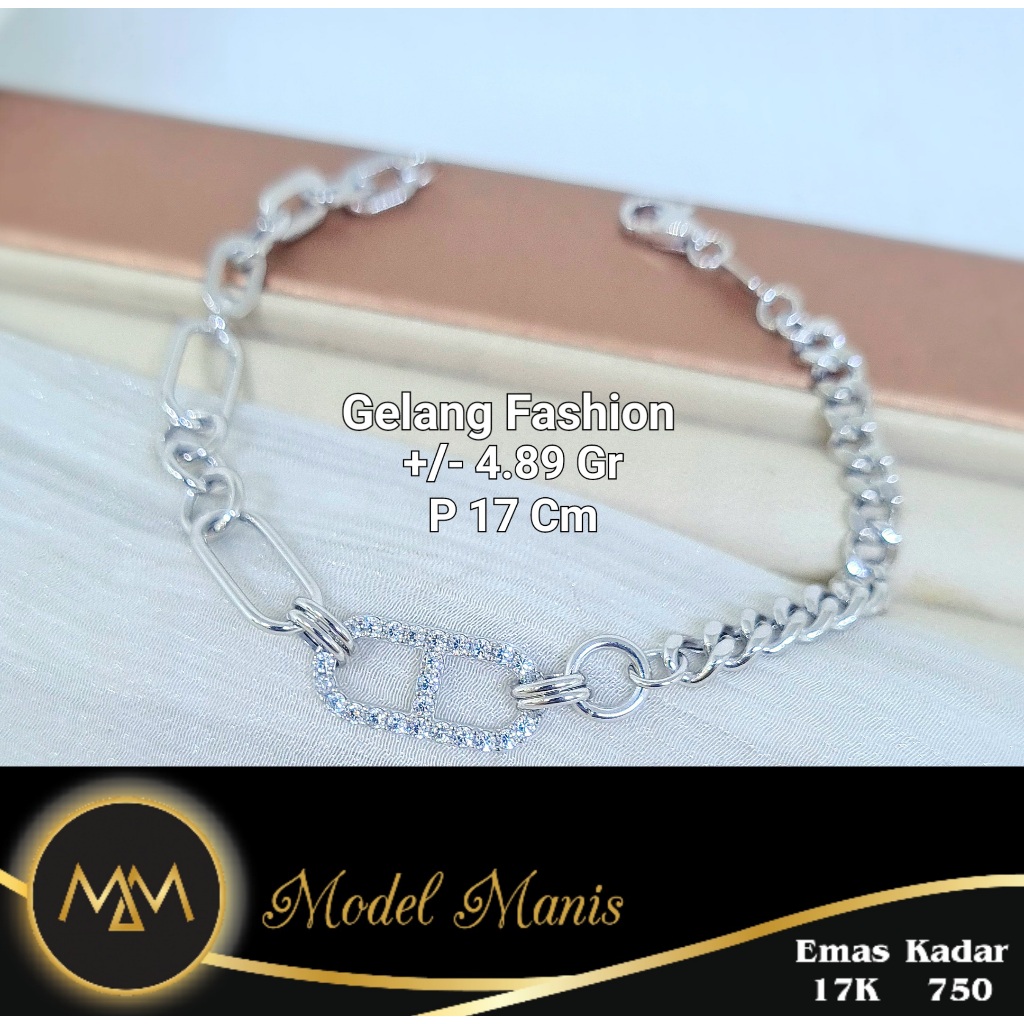Gelang Sisik Naga Motif Putih 750 kadar 17k
