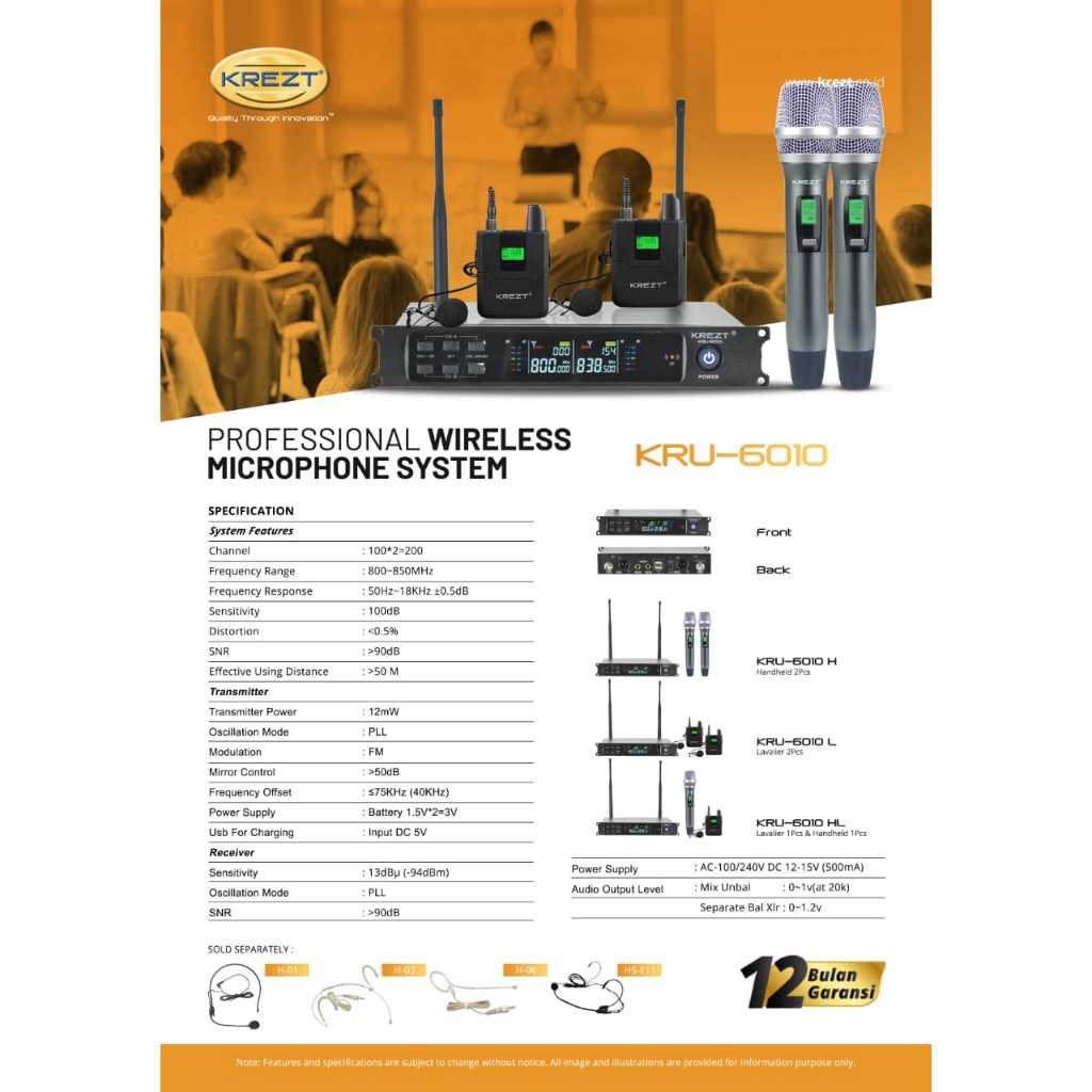 mic wireless krezt kru 6010 krezt kru6010 2 mic clipon garansi resmi