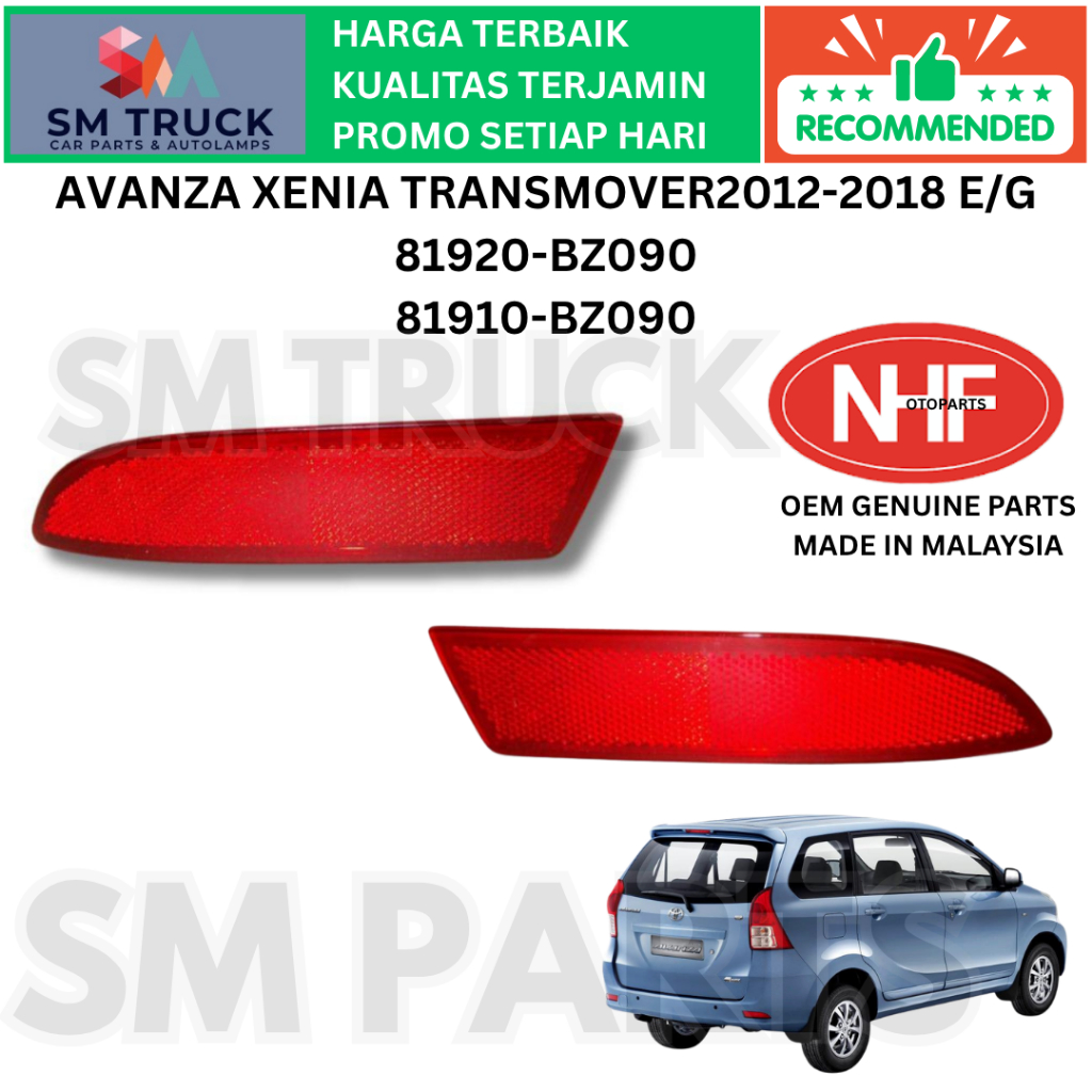 (OEM NHF MALAYSIA) MATA KUCING REFLEKTOR BUMPER BEMPER BELAKANG AVANZA XENIA TRANSMOVER TIPE G E  20