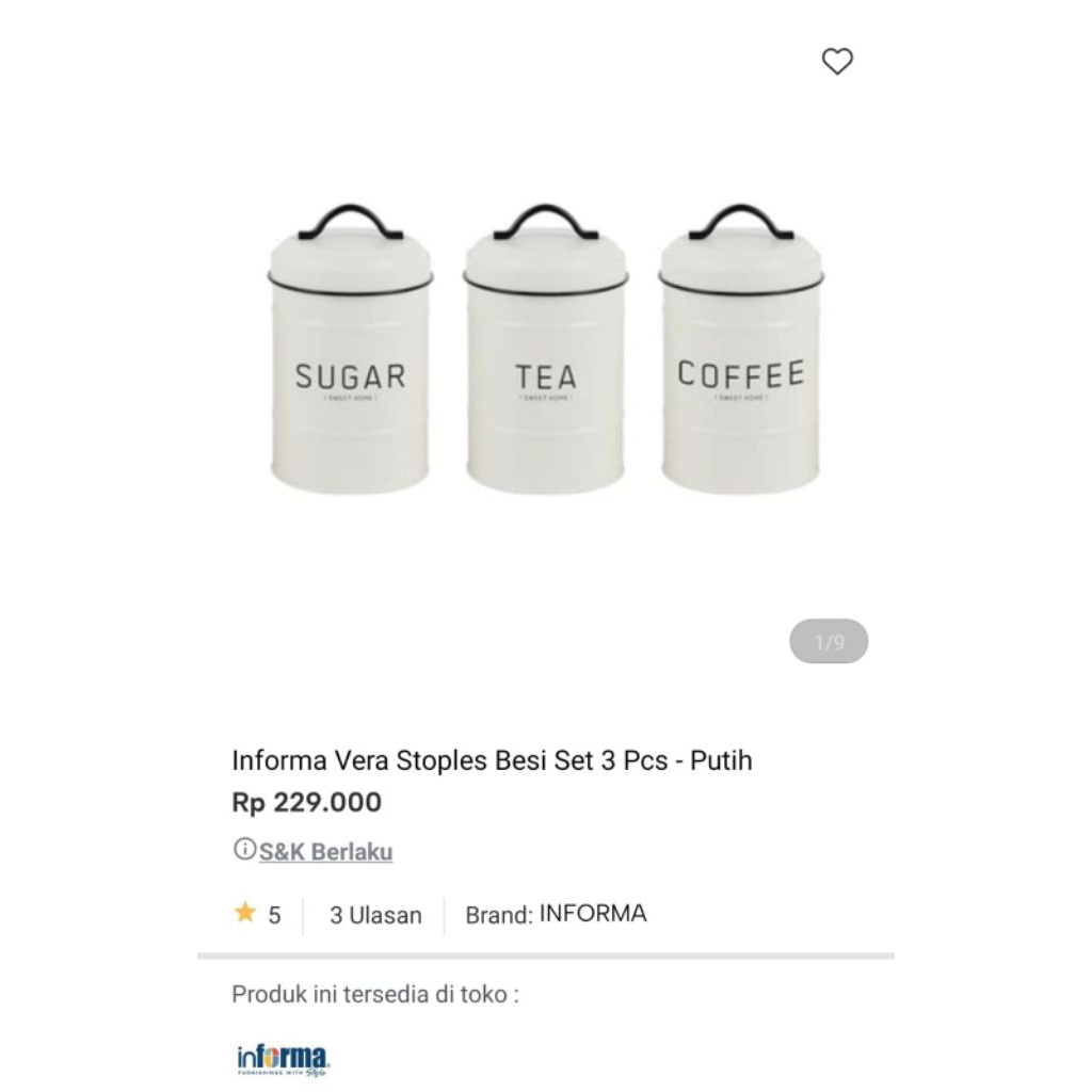 Informa  canister vera toples metal kopi gula teh