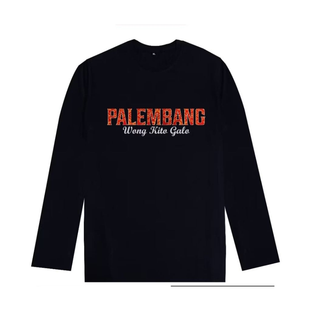 KAOS LENGAN PANJANG PALEMBANG WONG KITO GALO MOTIF BATIK MERAH