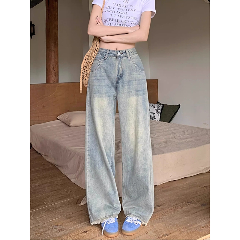 YOYO - Bigsize Jumbo S-4XL Retro Highwaist Celana Jeans Rawis Baggy pants Korean style Celana Lurus 