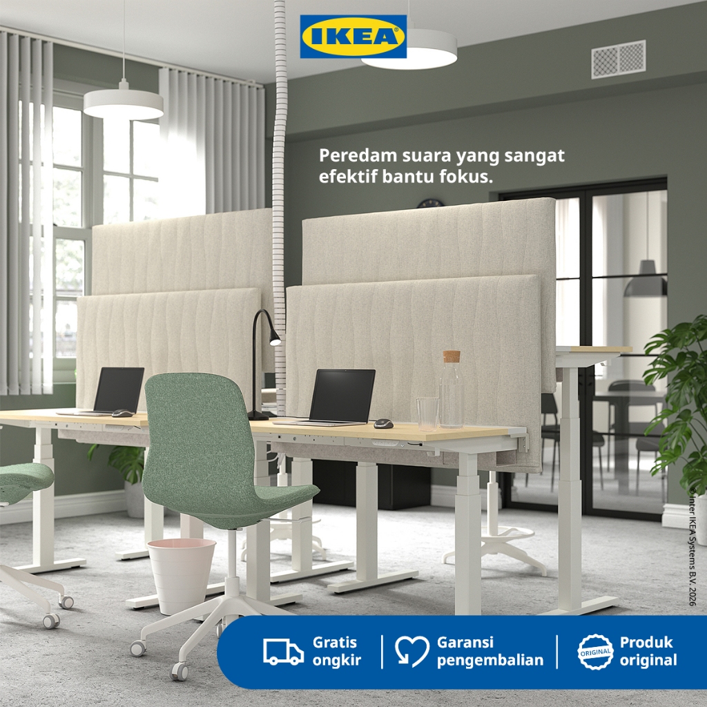 IKEA MITTZON Sekat Akustik Untuk Meja GUNNARED Krem 125x72cm