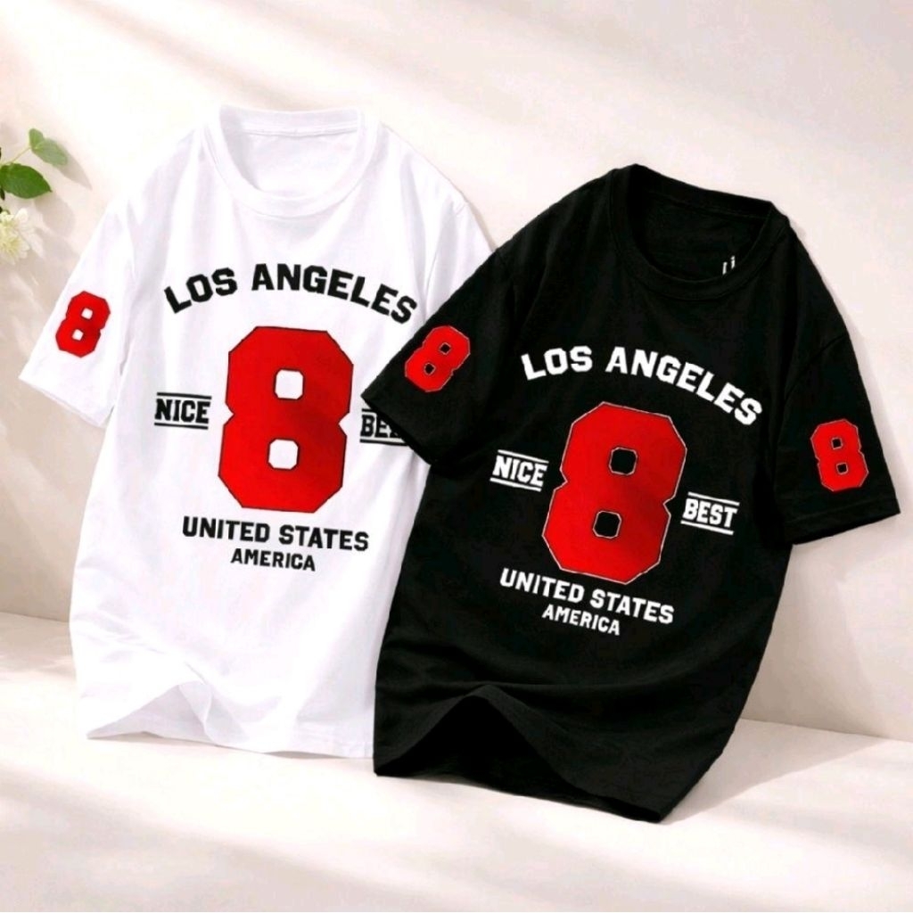 Kaos Los Angeles 8 Unisex Pria Wanita – T-Shirt Distro Lengan Pendek Casual Streetwear Kekinian anak