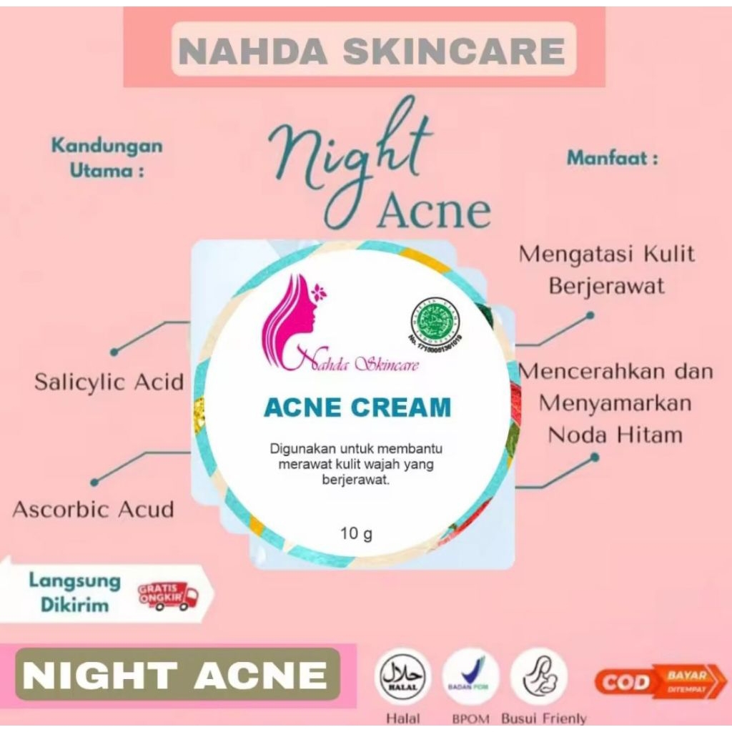 cream malam nahda  kemasan lama skincare ecer  100% original
