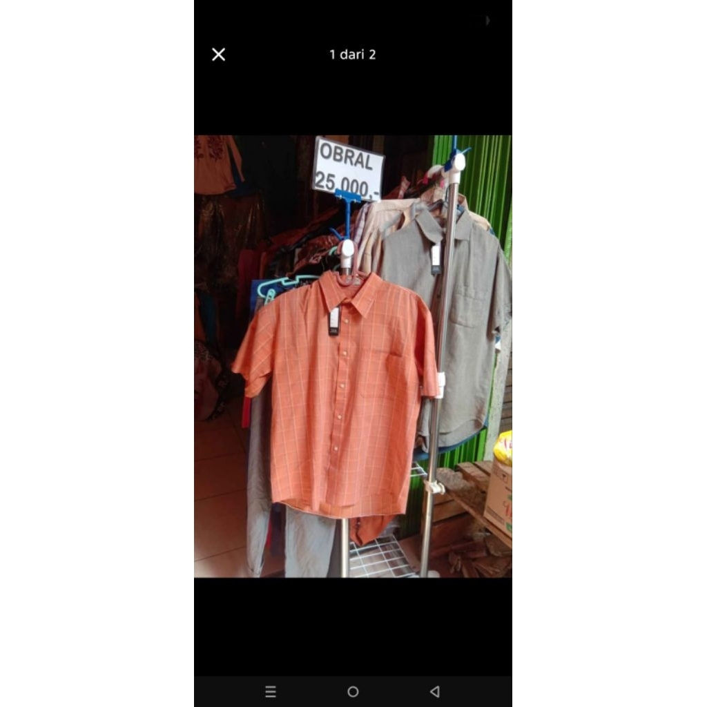 Kemeja Pria Garis Warna Orange